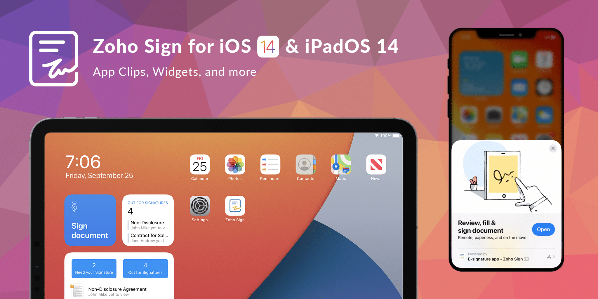 Zoho Sign for iOS 14 and iPadOS 14